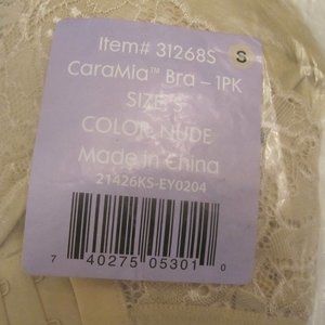 CaraMia Women's Nude Bra Size Small New in Bag. Fits 32 A,B&C and 34A.